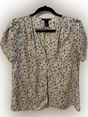 H&M Cream Blouse with Black Dot Print